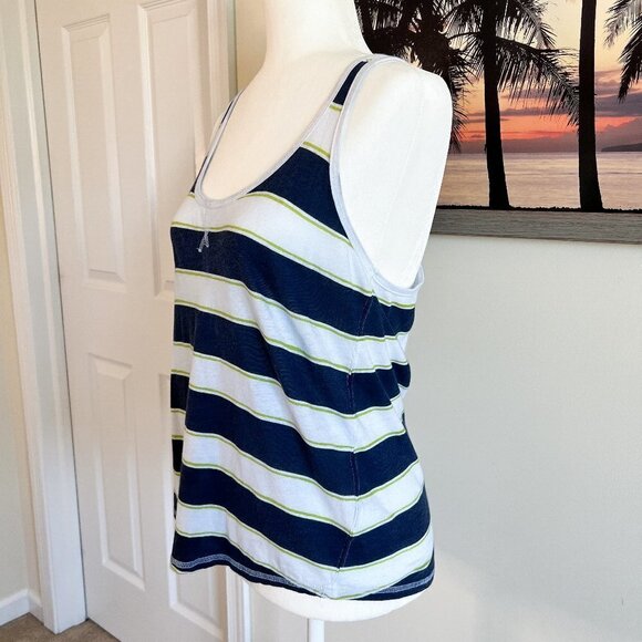 Women's SO Racerback Tank Top | Navy & White Stripe | Size Medium | 100% Cotton - Picture 4 of 7